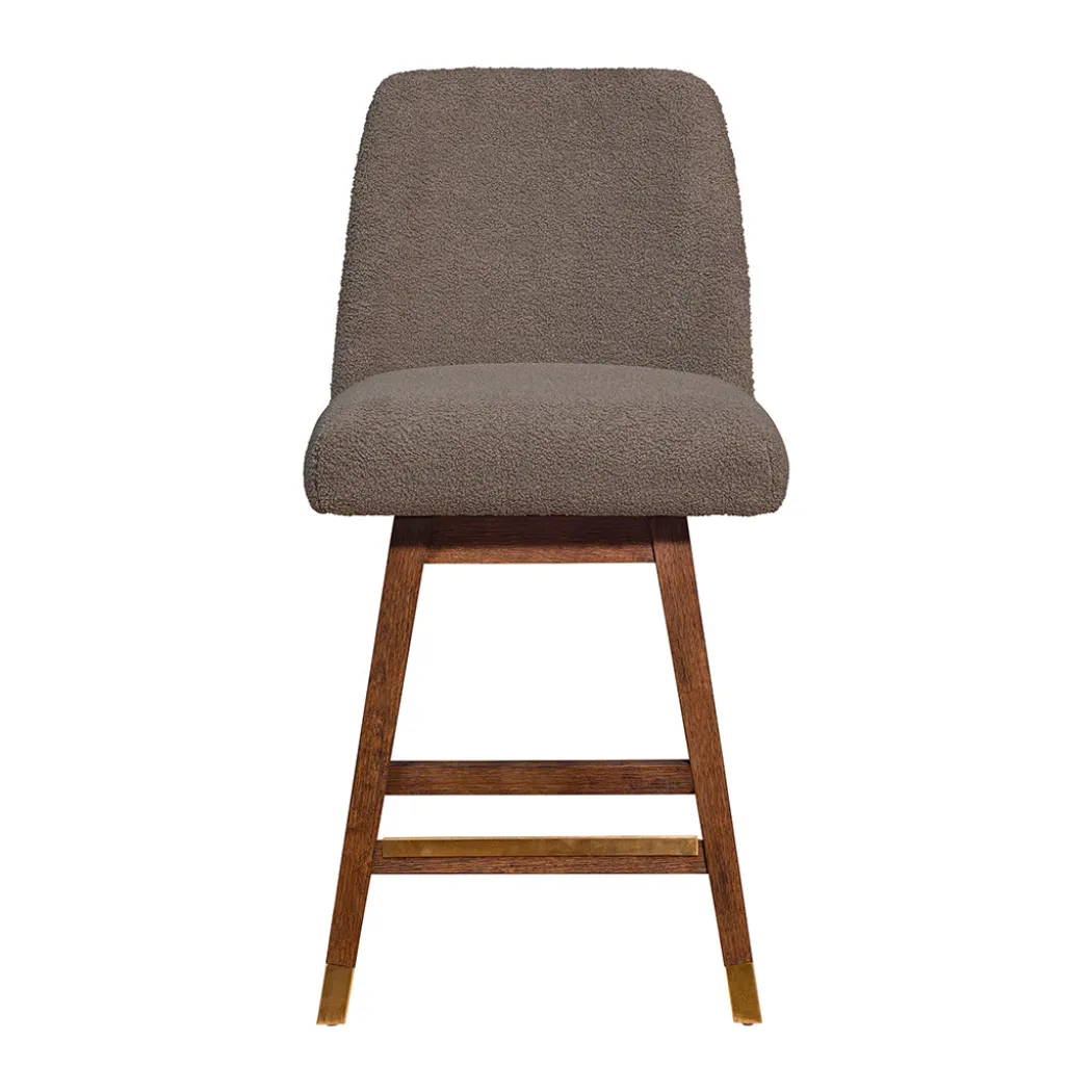 Amelia Upholstered Swivel Stool - Brown