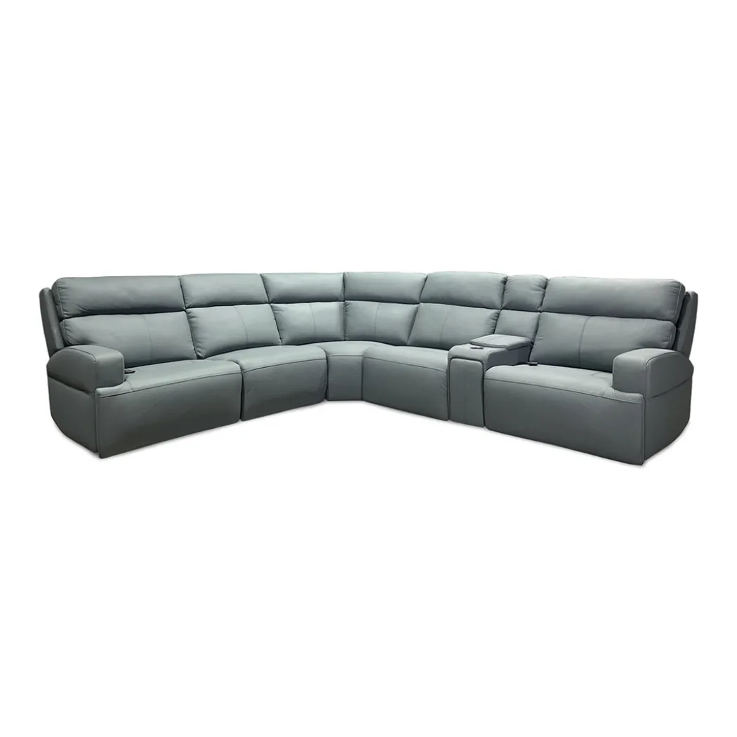 Ariel Leather Power Reclining Sectional with Heat & Massage