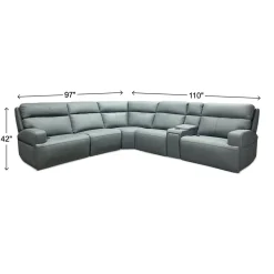 Ariel Leather Power Reclining Sectional with Heat & Massage