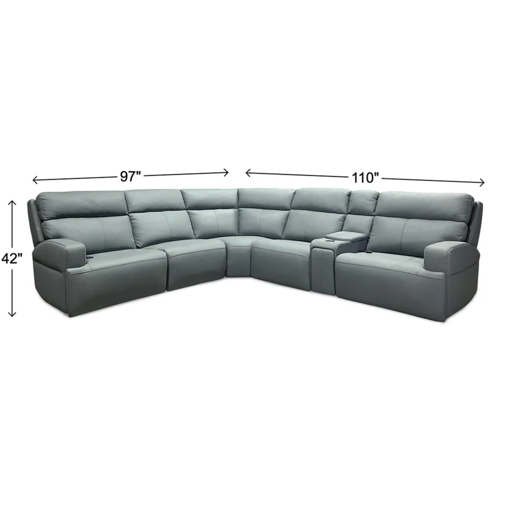 Ariel Leather Power Reclining Sectional with Heat & Massage