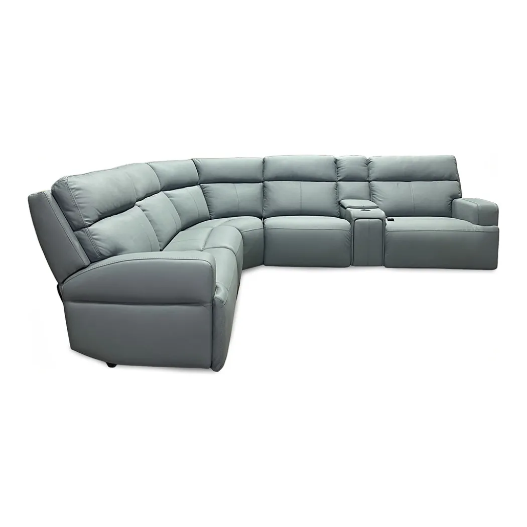 Ariel Leather Power Reclining Sectional with Heat & Massage