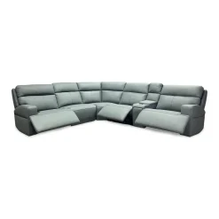 Ariel Leather Power Reclining Sectional with Heat & Massage