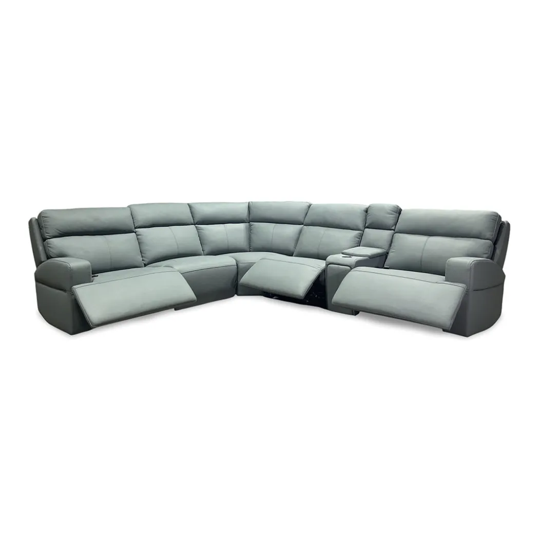 Ariel Leather Power Reclining Sectional with Heat & Massage