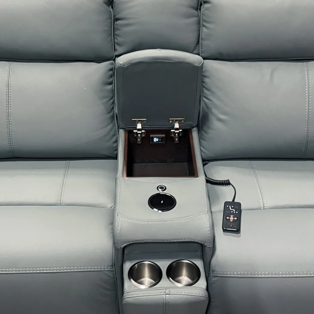 Ariel Leather Power Reclining Sectional with Heat & Massage