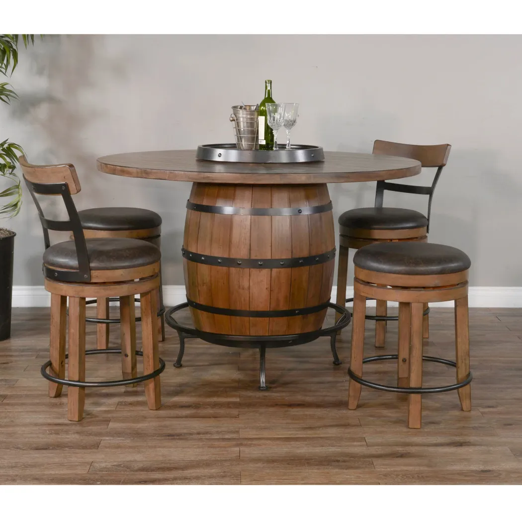 Buckskin Swivel Barstool with Back