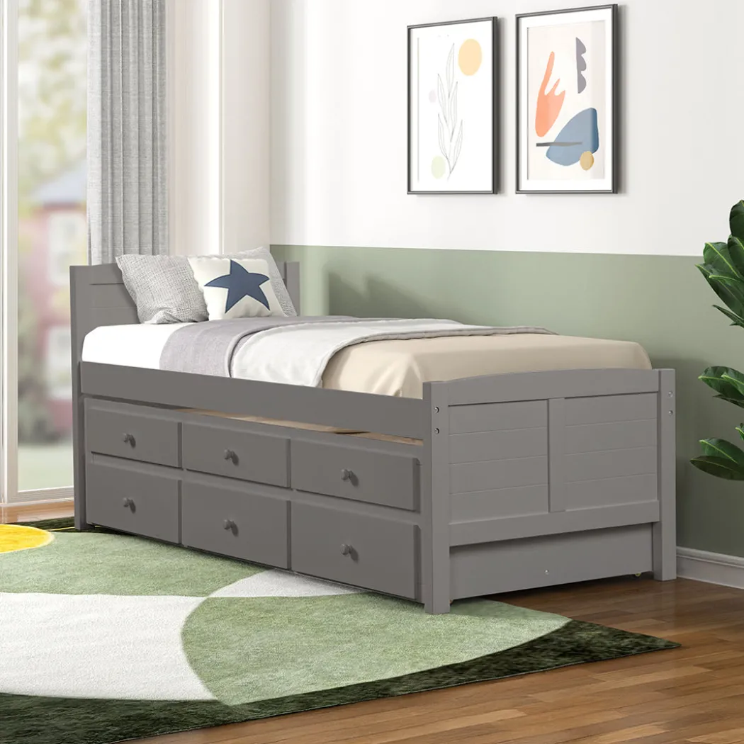 Captains Trundle Bed with Storage - Twin
