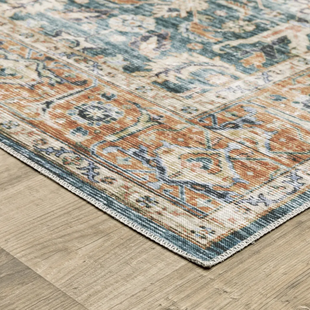 Charleston Blue Washable Rug