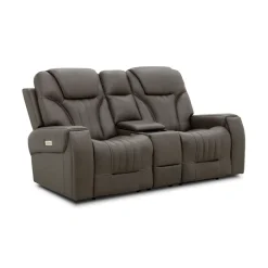 Clark Zero-G Home Theater Leather Loveseat with Console