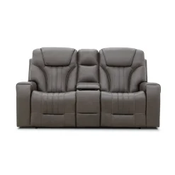 Clark Zero-G Home Theater Leather Loveseat with Console