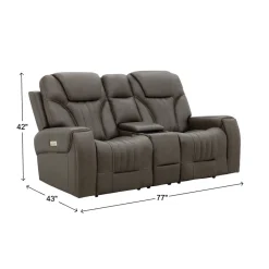 Clark Zero-G Home Theater Leather Loveseat with Console