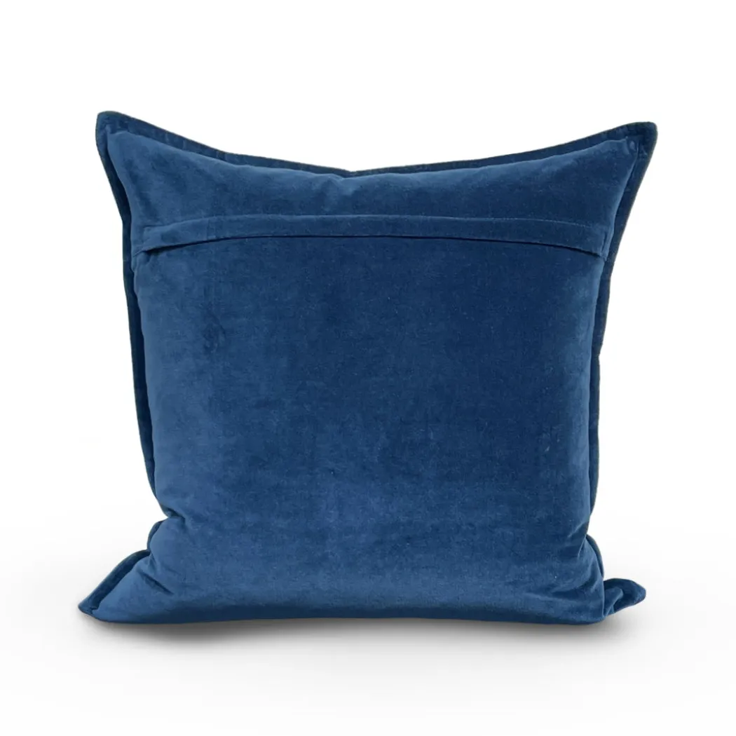 Cotton Velvet Pillow - Blue