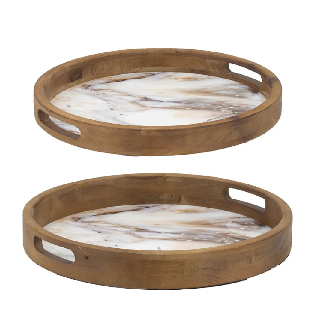 Decorative Wooden Trays (Set of 2)
