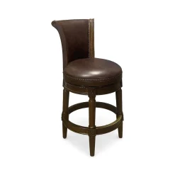 Henry Upholstered Swivel Stool - Brown