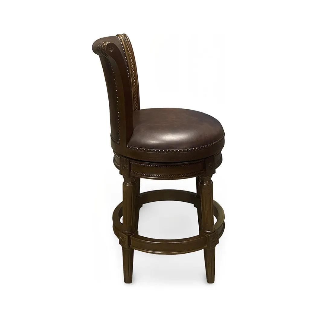 Henry Upholstered Swivel Stool - Brown