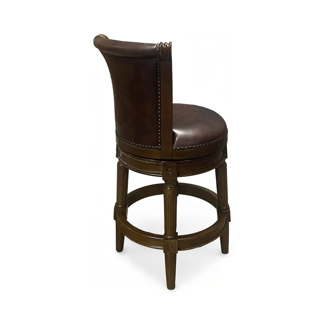 Henry Upholstered Swivel Stool - Brown