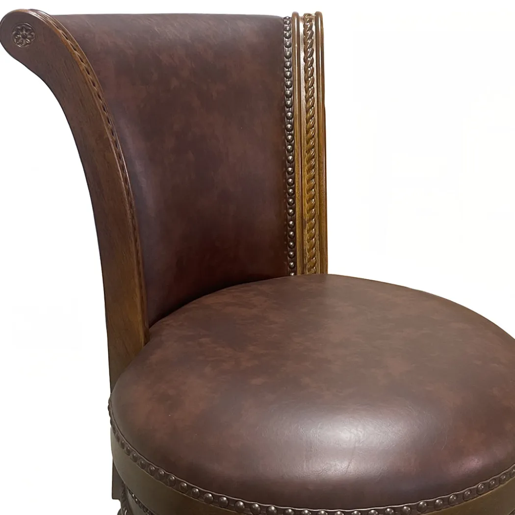 Henry Upholstered Swivel Stool - Brown