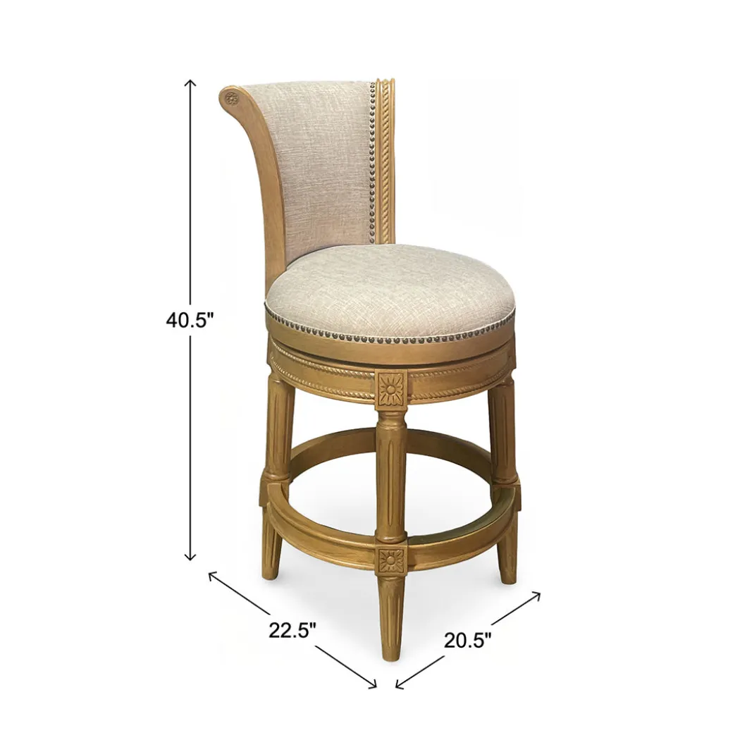 Henry Upholstered Swivel Stool - Beige