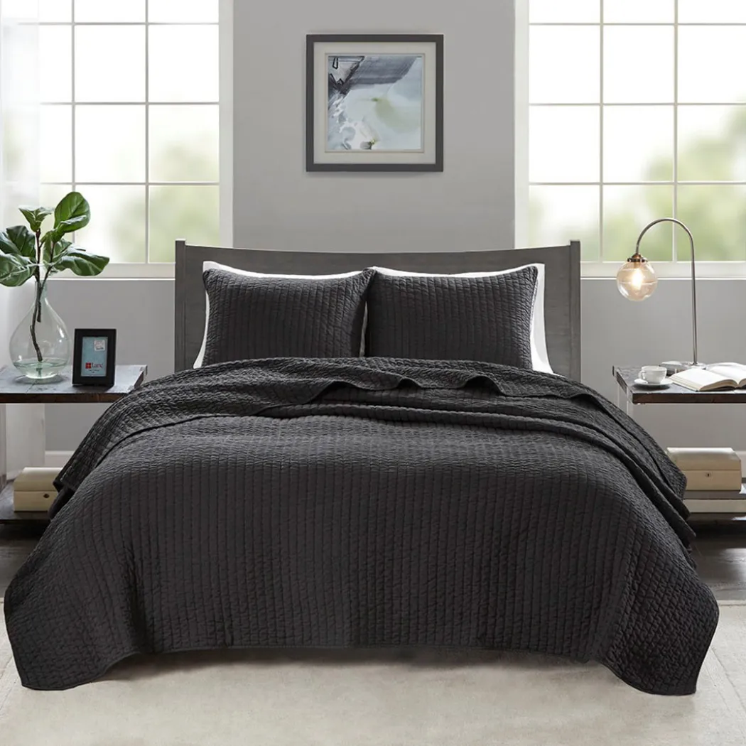Keaton Black Coverlet Set