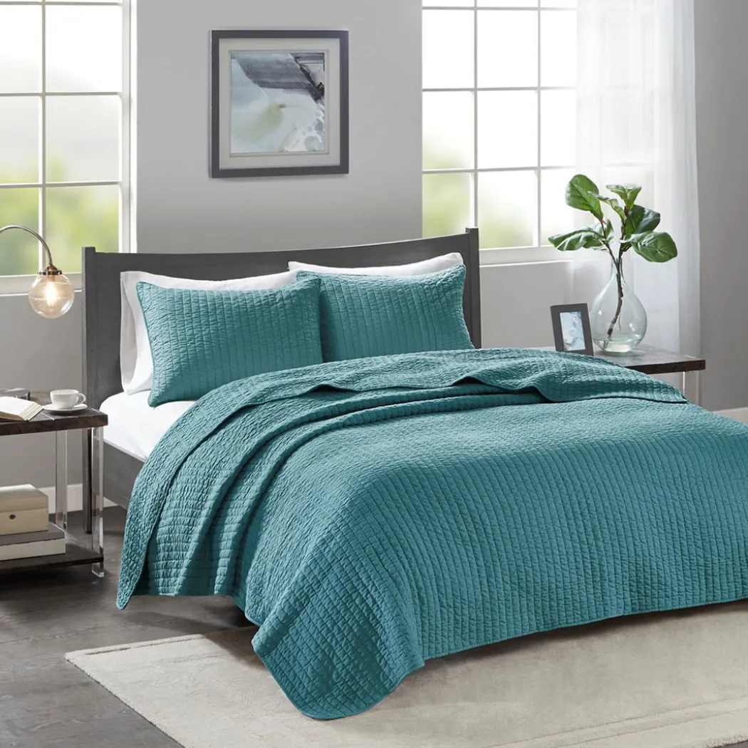 Keaton Teal Coverlet Set