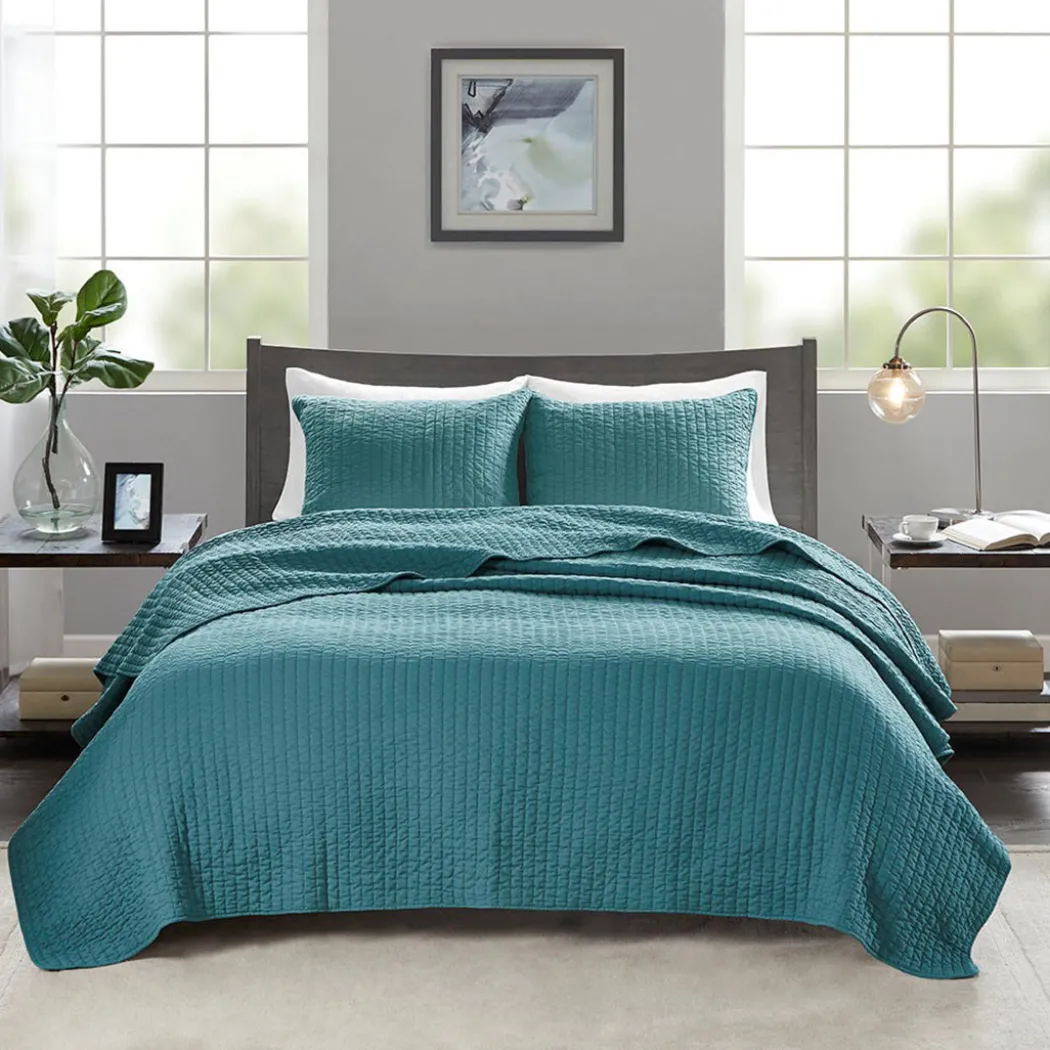 Keaton Teal Coverlet Set