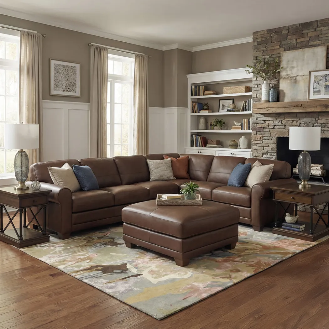 Livorno Leather Large Ottoman