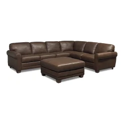 Livorno Leather Sectional II with Ottoman
