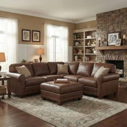 Livorno Leather Sectional I with Ottoman