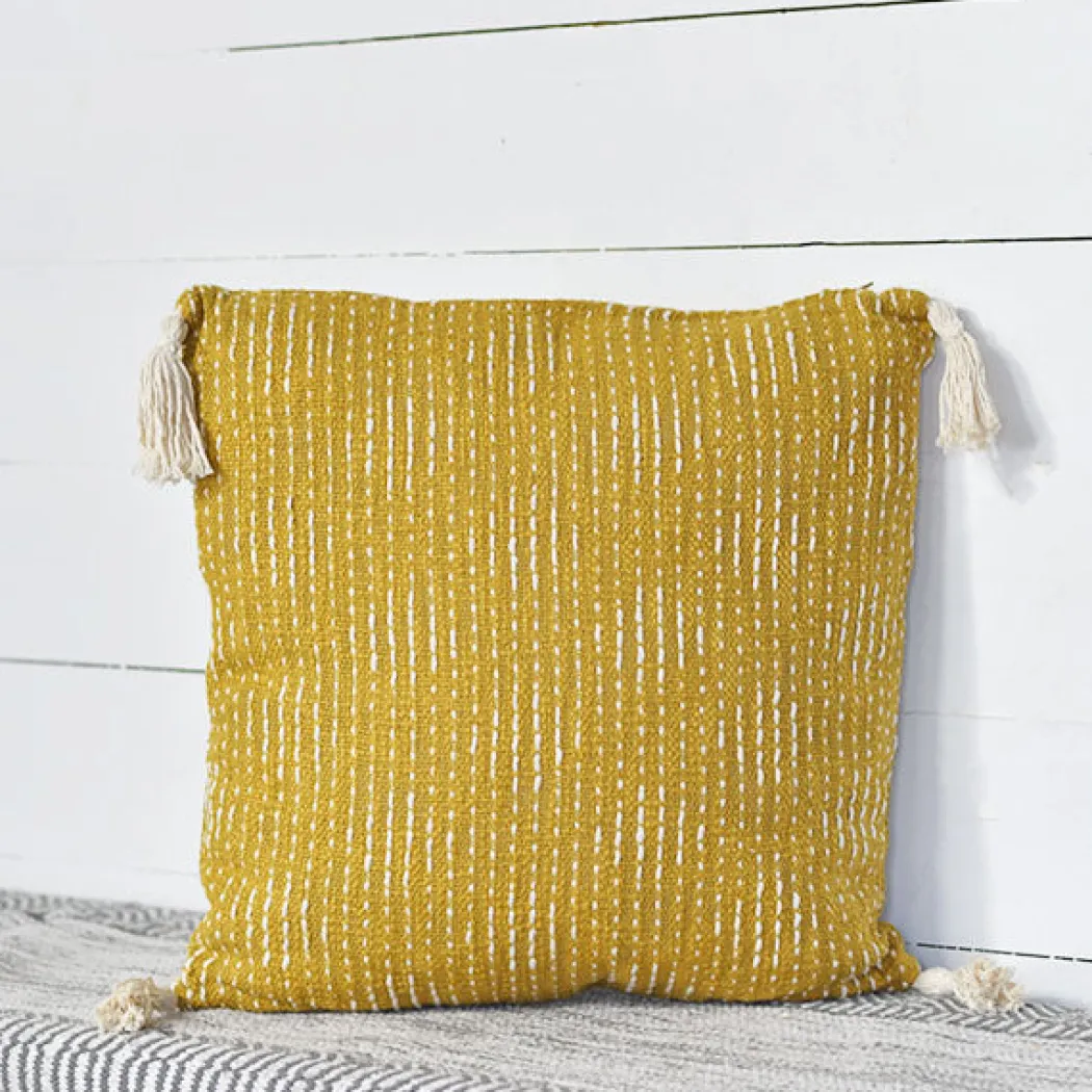 Mustard Pillow with Tassels