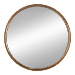 Round Wooden Accent Mirror
