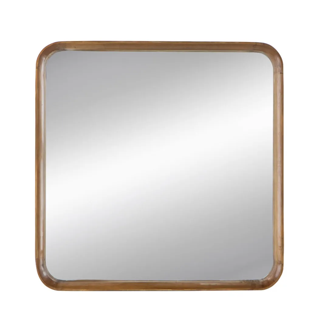 Square Wooden Accent Mirror