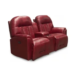 Suitably Leather Power Reclining Loveseat with Console
