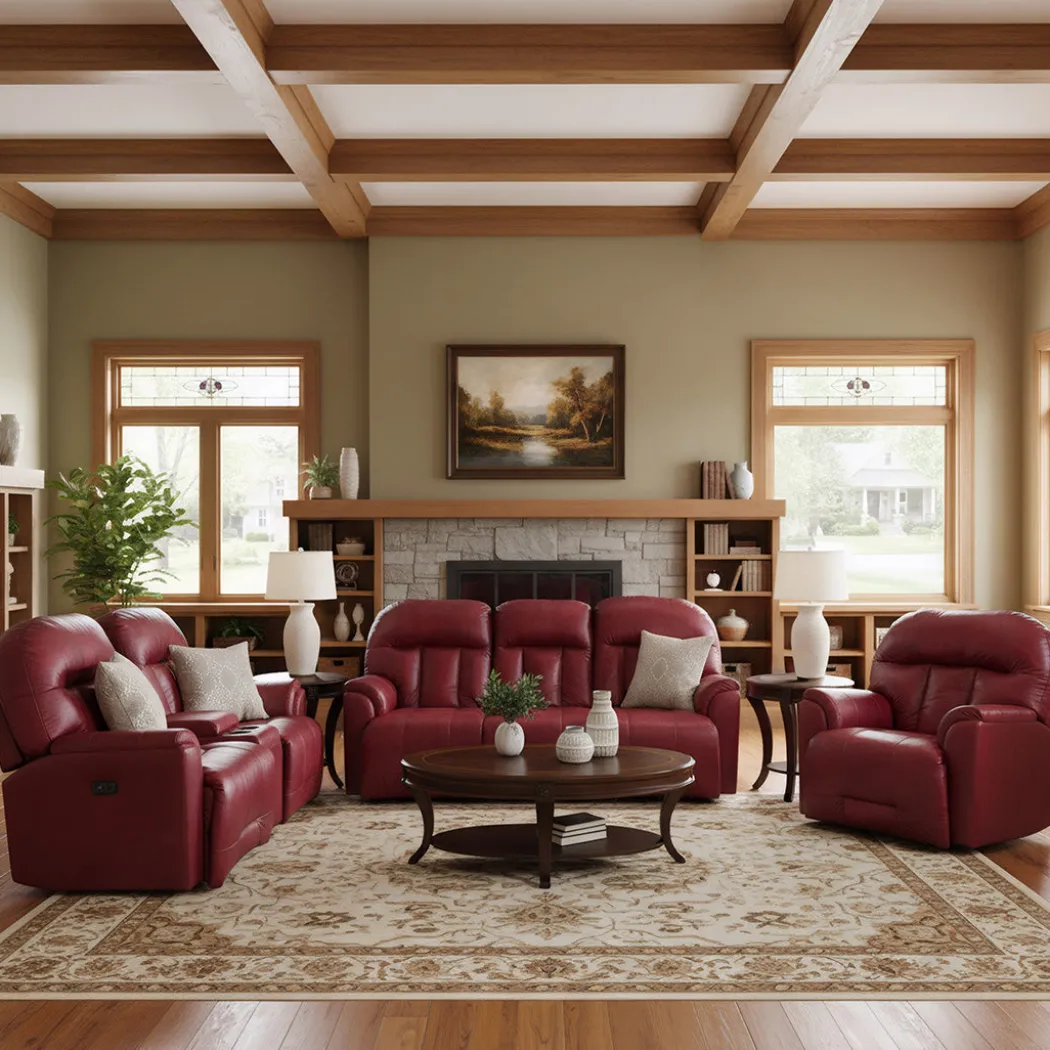 Suitably Leather Power Reclining Loveseat with Console