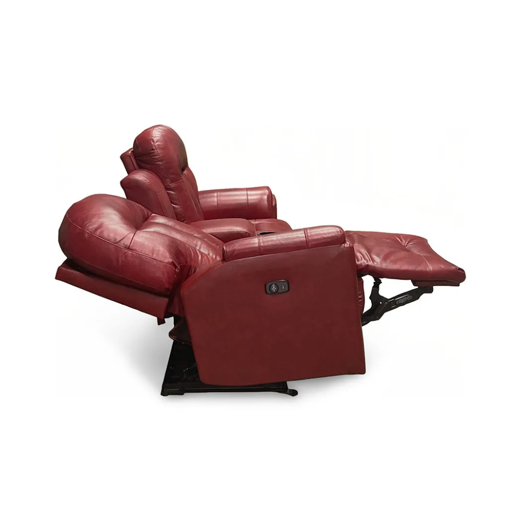 Suitably Leather Power Reclining Loveseat with Console
