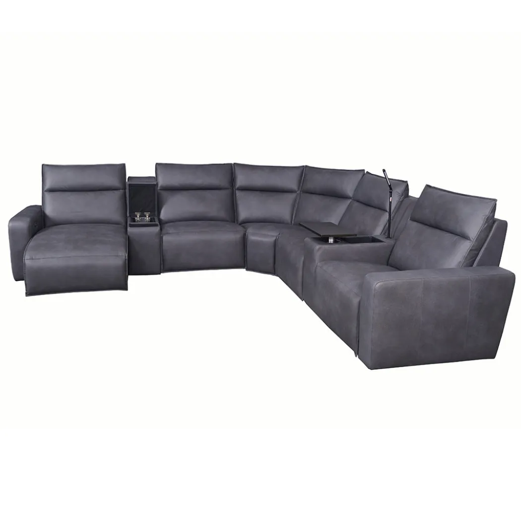 Tahoe Power Reclining Sectional with Chaise - Gray