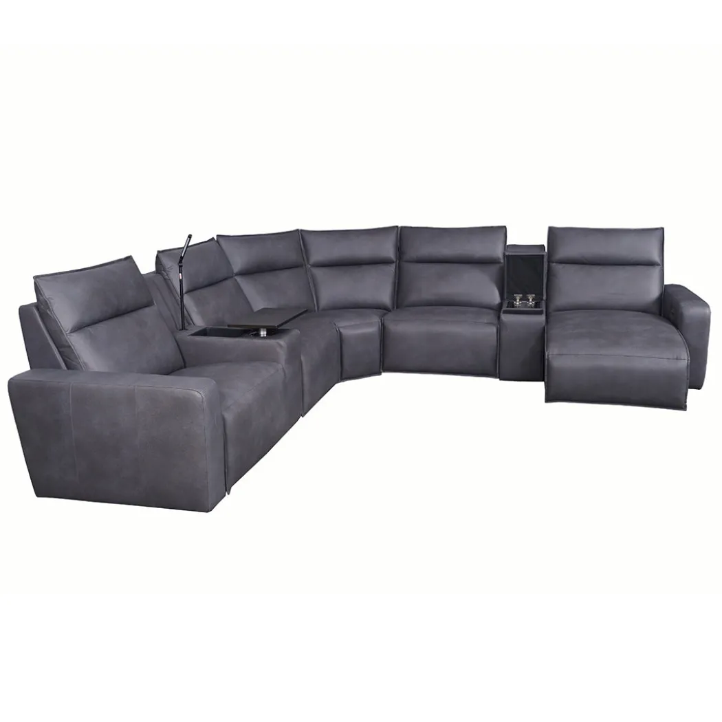Tahoe Power Reclining Sectional with Chaise - Gray