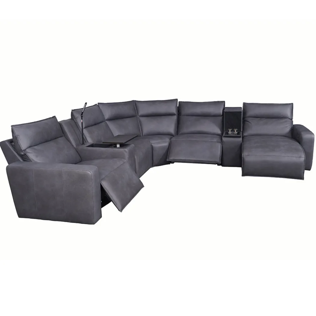 Tahoe Power Reclining Sectional with Chaise - Gray