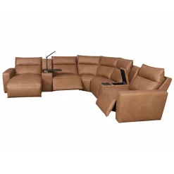 Tahoe Power Reclining Sectional with Chaise - Brown