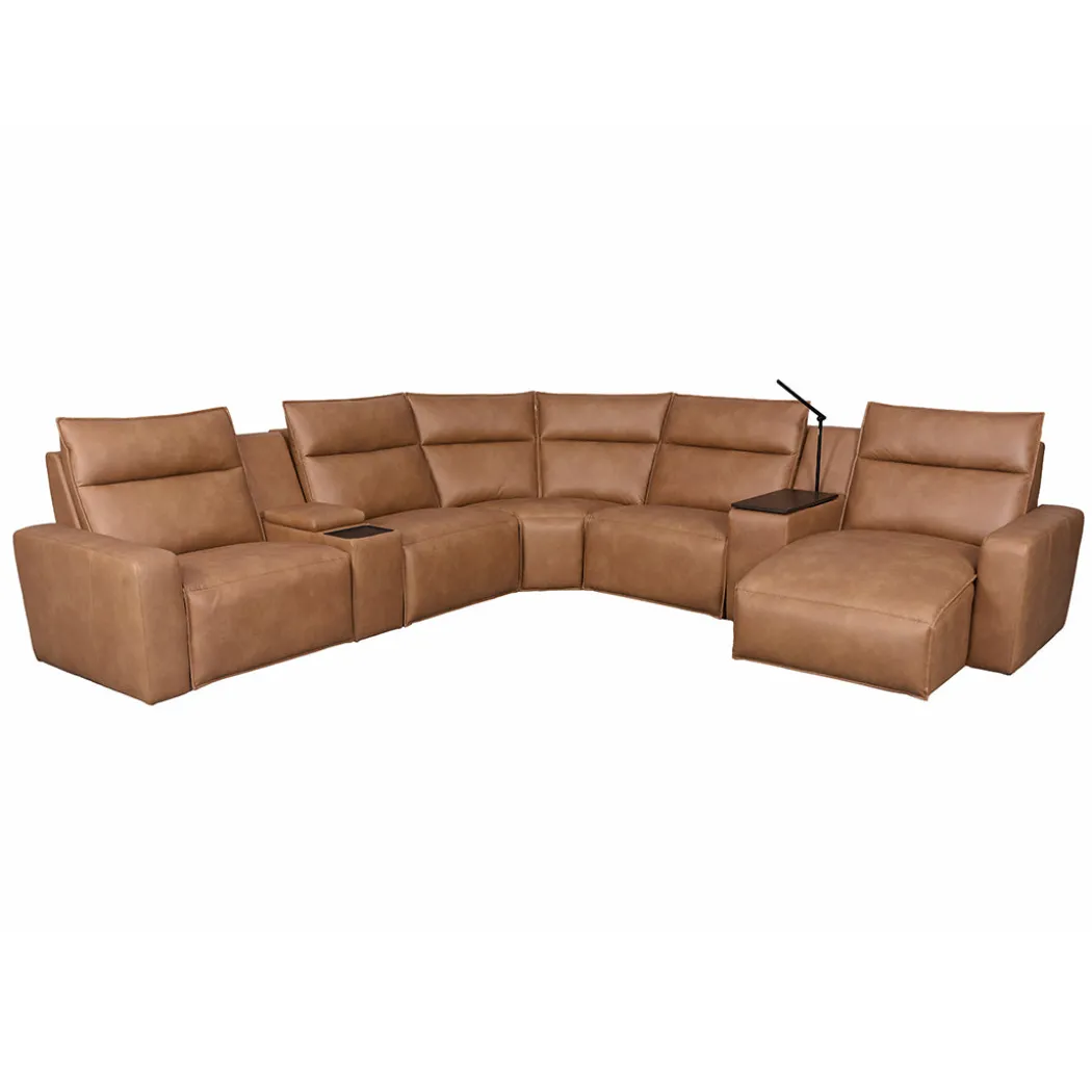 Tahoe Power Reclining Sectional with Chaise - Brown