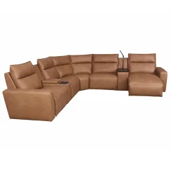 Tahoe Power Reclining Sectional with Chaise - Brown